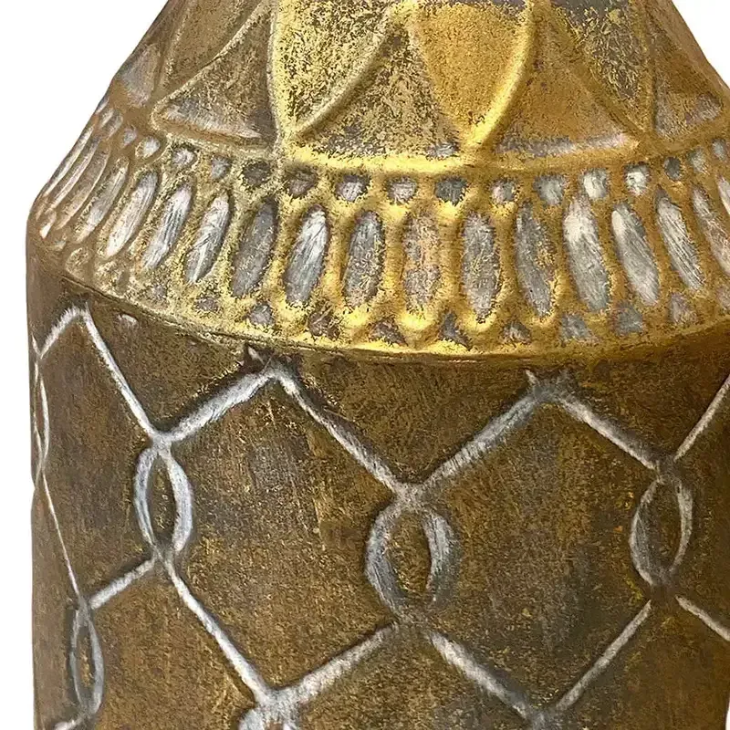 Buy Vase i metal, guld mønster, 53cm