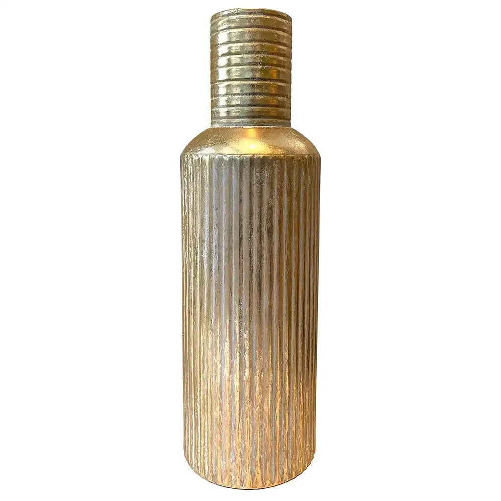Buy Vase i metal, guld mønster, 53cm
