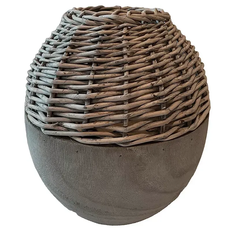 Buy Vase m flet/paulownia, 25cm, grå