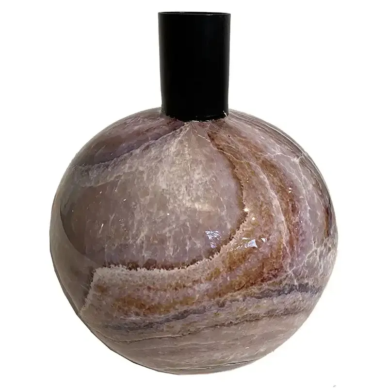 Buy Vase m marmor look i metal, 20cm