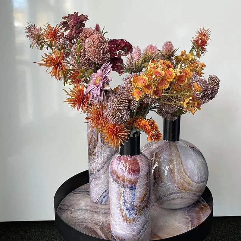 Buy Vase m marmor look i metal, 28cm