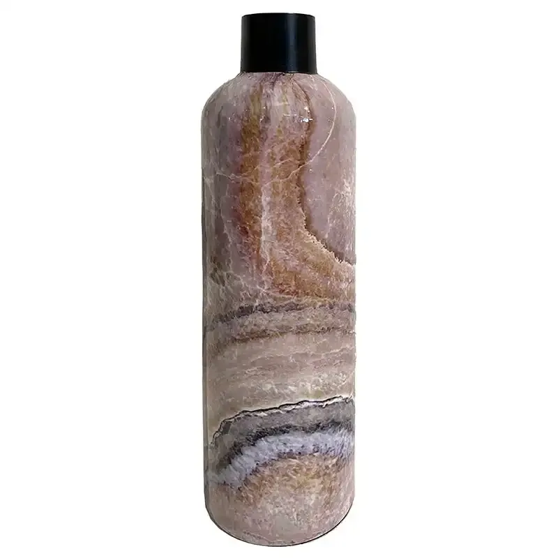 Buy Vase m marmor look i metal, 28cm