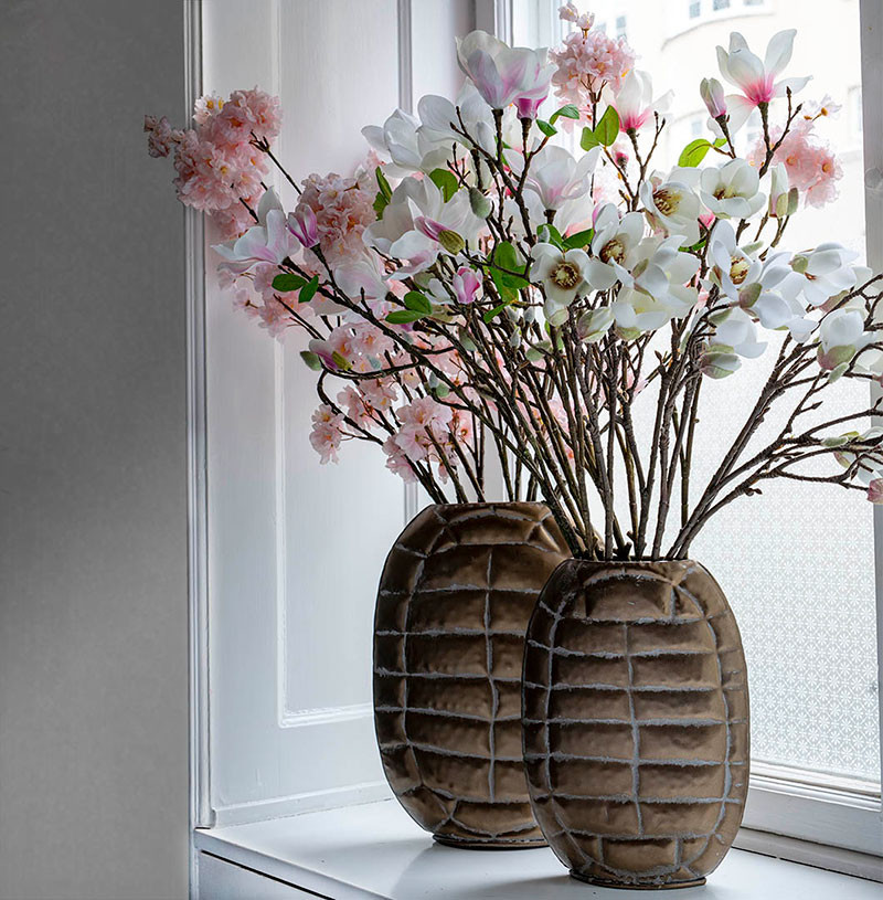 Buy Vase m struktur, bronze, metal, 35,5cm