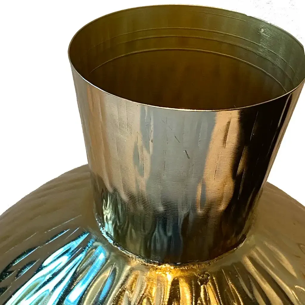 Buy Vase/krukke i metal, guld mønster, 39cm