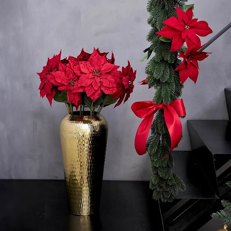 Buy Vase/krukke i metal, guld mønster, 49cm