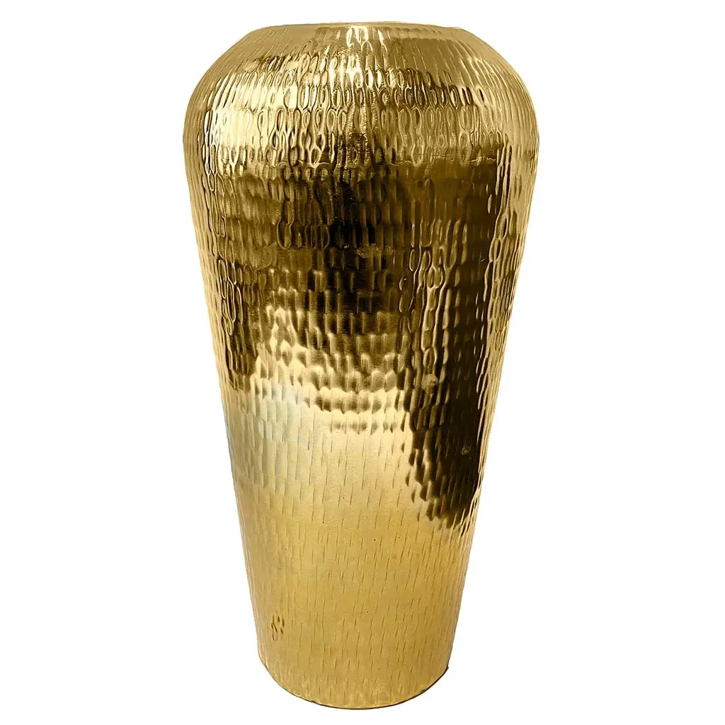 Buy Vase/krukke i metal, guld mønster, 49cm