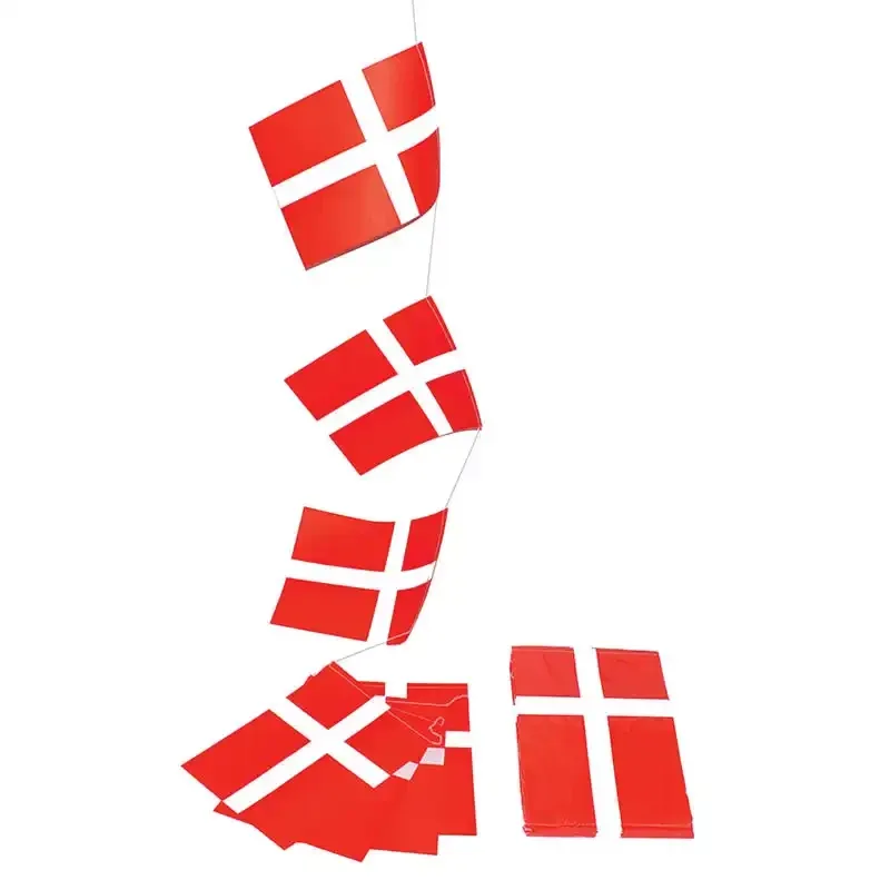 Flagranke med 10 stk. Dannebrogsflag - til fødselsdagssalg o