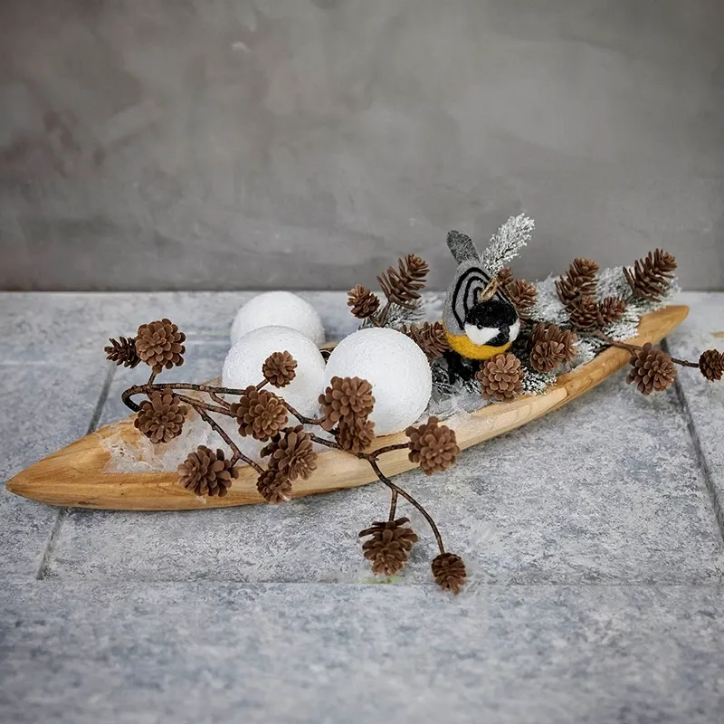 Fugl m ophæng, gul/grå, filt, 9cm, kunstig