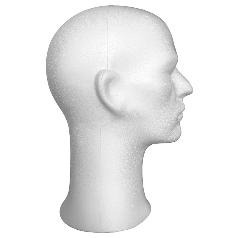 Hvidt parykhoved med ansigt, mand