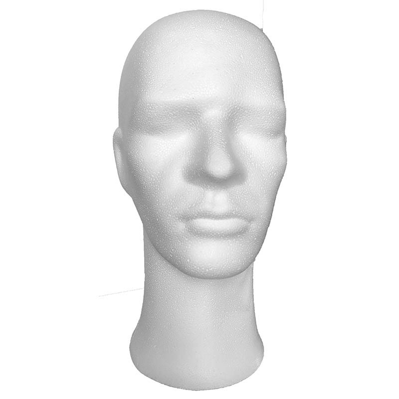 Hvidt parykhoved med ansigt, mand