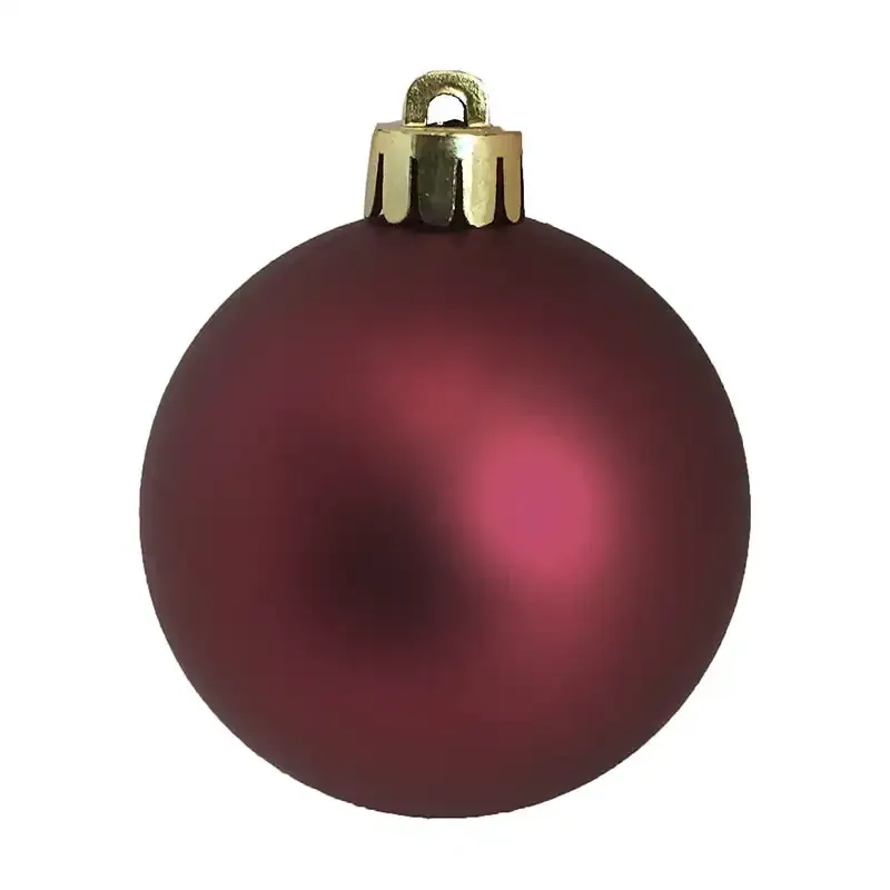 Julekugler i bordeaux, blanke og matte kugler, 12 stk. i alt