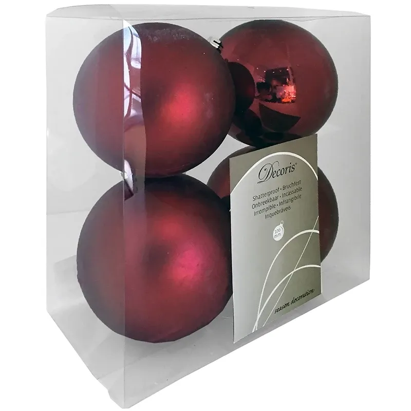 Julekugler, 4 stk. bordeaux - jul med Brøndsholm