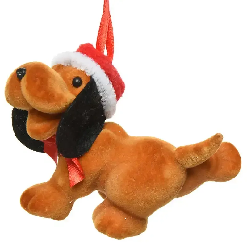 Juletræspynt, hund m ophæng, assorteret