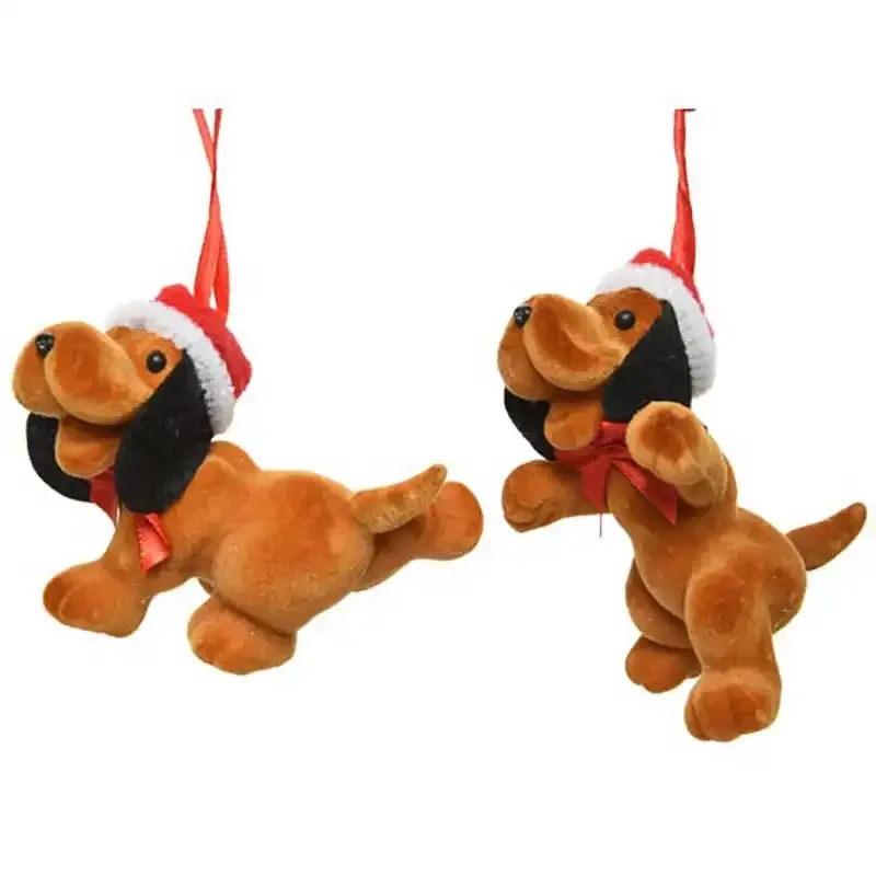 Juletræspynt, hund m ophæng, assorteret
