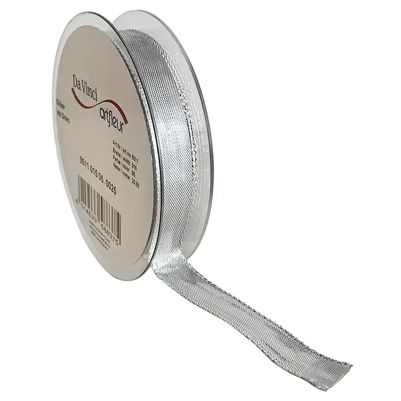 Køb Adventsbånd med kanttråd 15mm, Sølv hos Brondsholm.dk