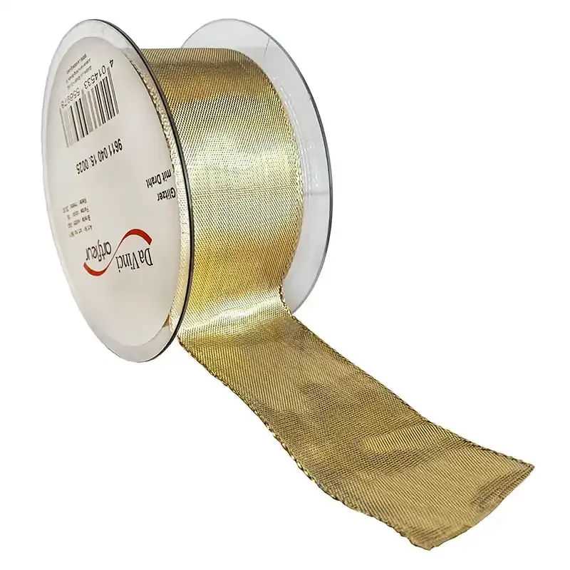 Køb Adventsbånd med kanttråd 40mm, Guld hos Brondsholm.dk