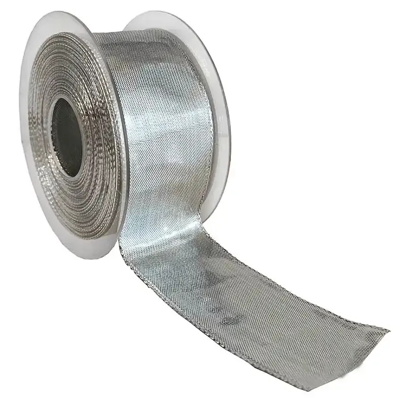 Køb Adventsbånd med kanttråd 40mm, Sølv hos Brondsholm.dk