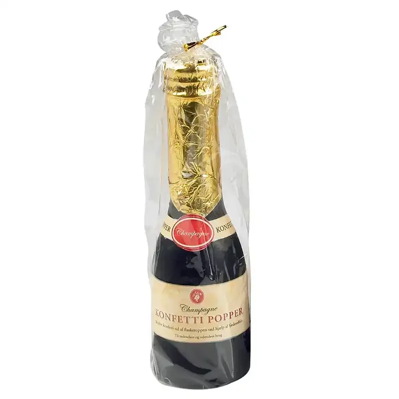 Køb Champagne drejekonfetti, ass i guld eller sølv hos Brondsholm.dk