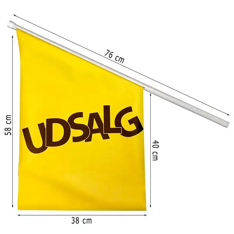 Køb Facadeflag "Udsalg" inkl. stang hos Brondsholm.dk