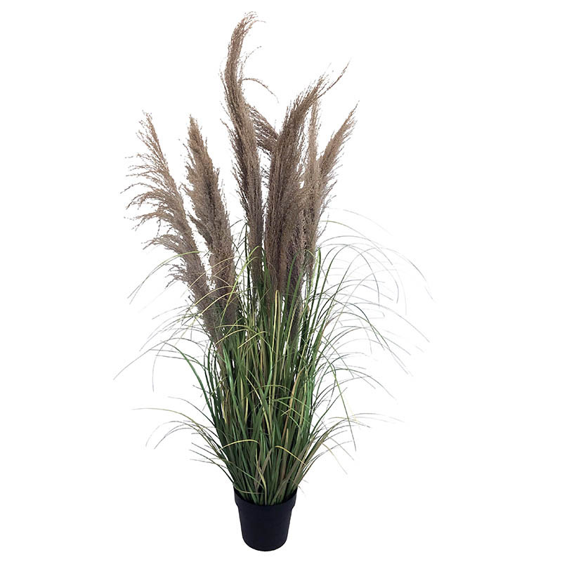 Køb Fjergræs i sort potte, 140cm, kunstig græs hos Brondsholm.dk
