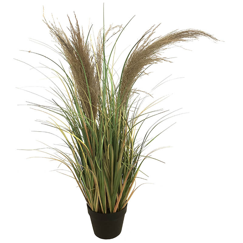 Køb Fjergræs i sort potte, 85cm, kunstig græs hos Brondsholm.dk