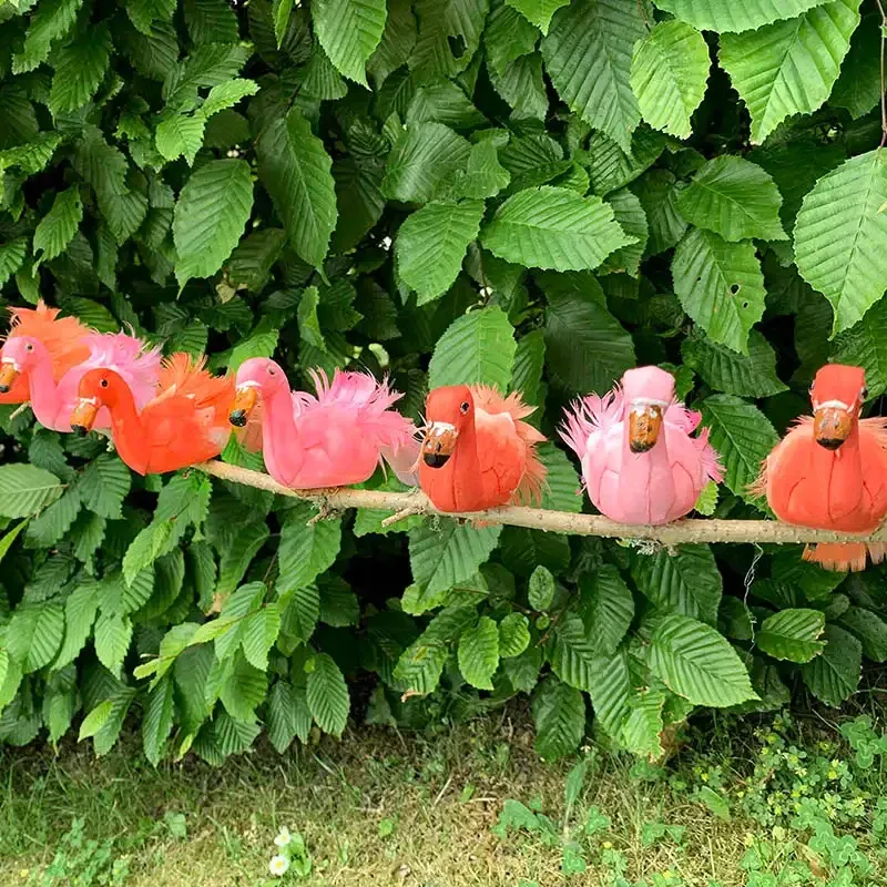 Køb Flamingo med klips, 13cm, 4 stk pr pakke, kunstig dyr hos Brondsholm.dk