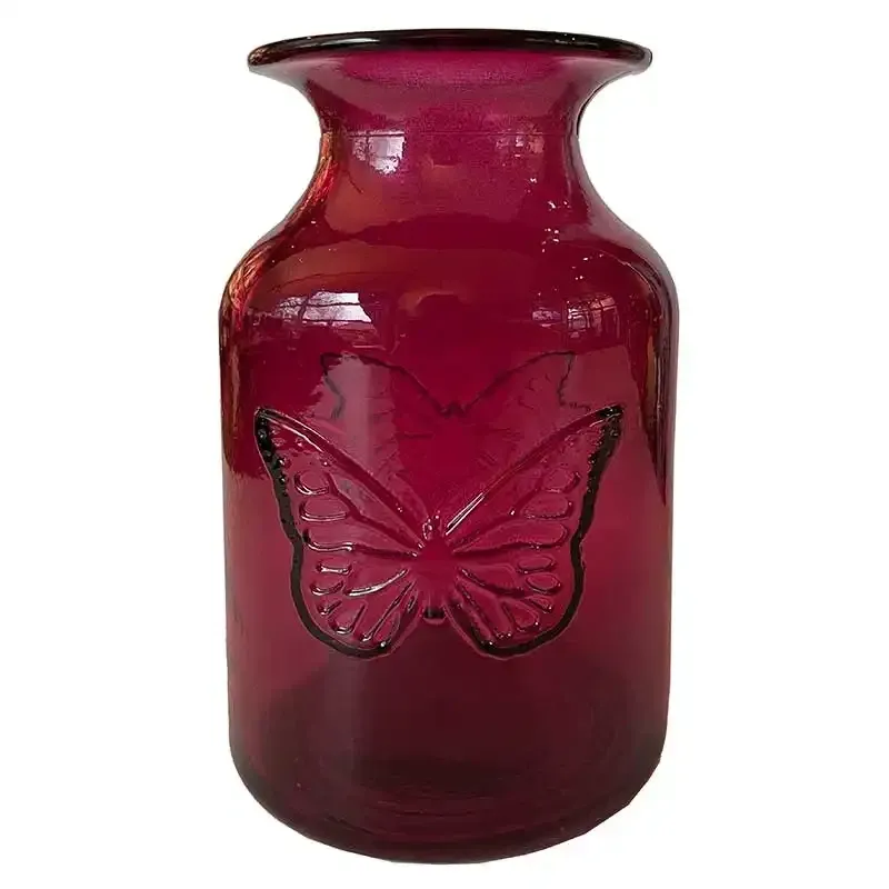 Køb Glas vase, 16cm, Mørk pink hos Brondsholm.dk