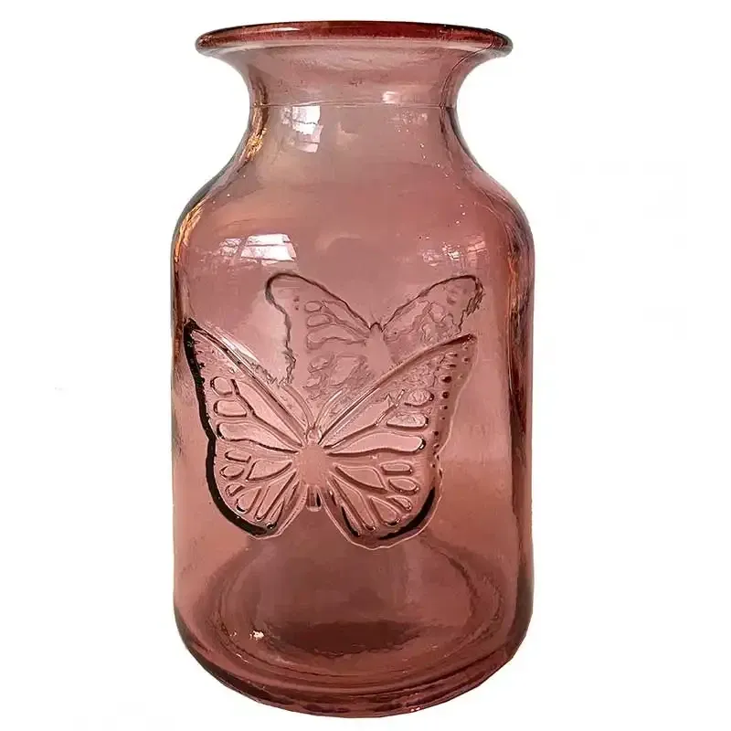 Køb Glas vase, 16cm, lyserød hos Brondsholm.dk