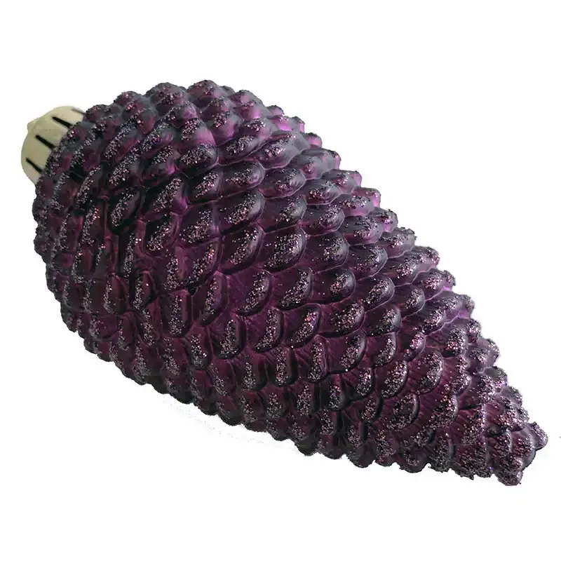 Køb Grankogler, 8cm med ophæng og glimmer, i 6 stk/pk, Lilla hos Brondsholm.dk