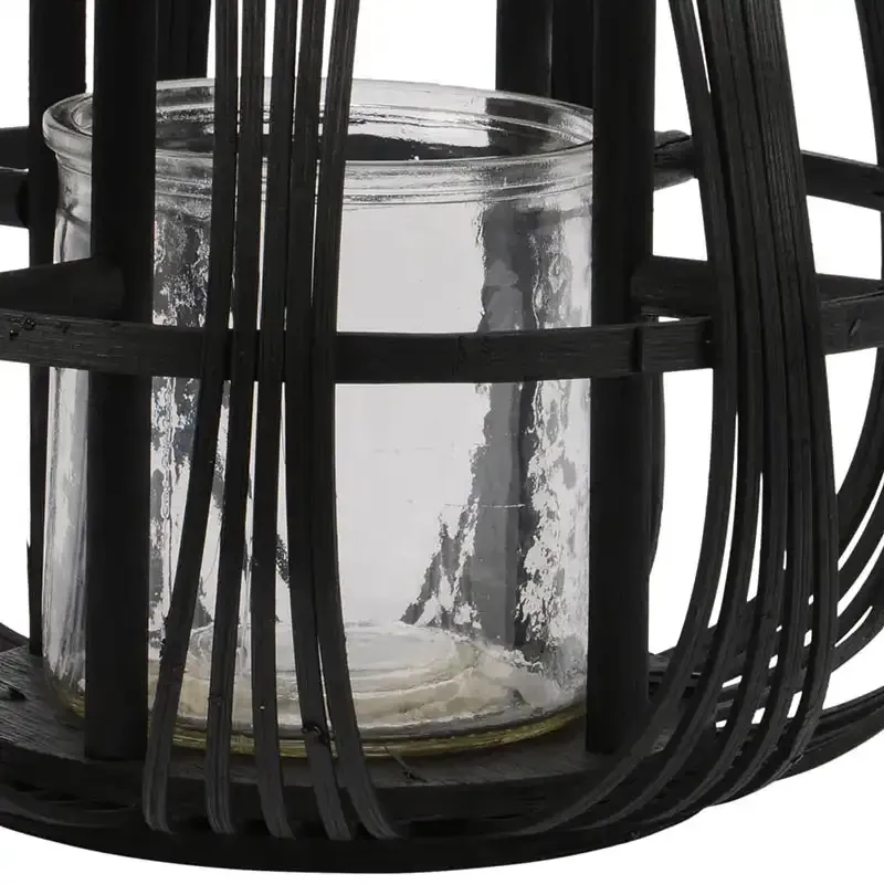 Køb Håndlavet lanterne i bambus m håndtag, 32cm hos Brondsholm.dk