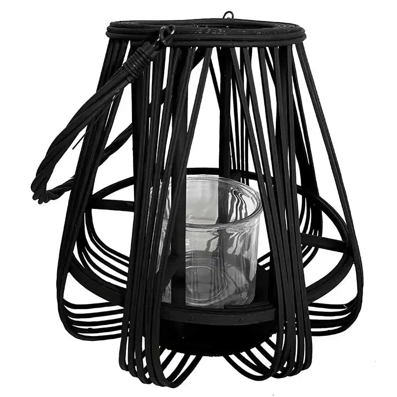 Køb Håndlavet lanterne i bambus m håndtag, 32cm hos Brondsholm.dk