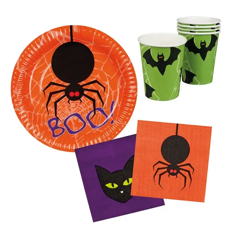 Køb "Halloween servicesæt med servietter ""Sorte dyr""" hos Brondsholm.dk