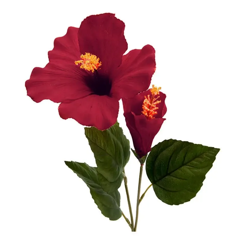 Køb Hibiscus på stilk/ Hawaii blomst, 74cm, Rød, kunstig blomst hos Brondsholm.dk