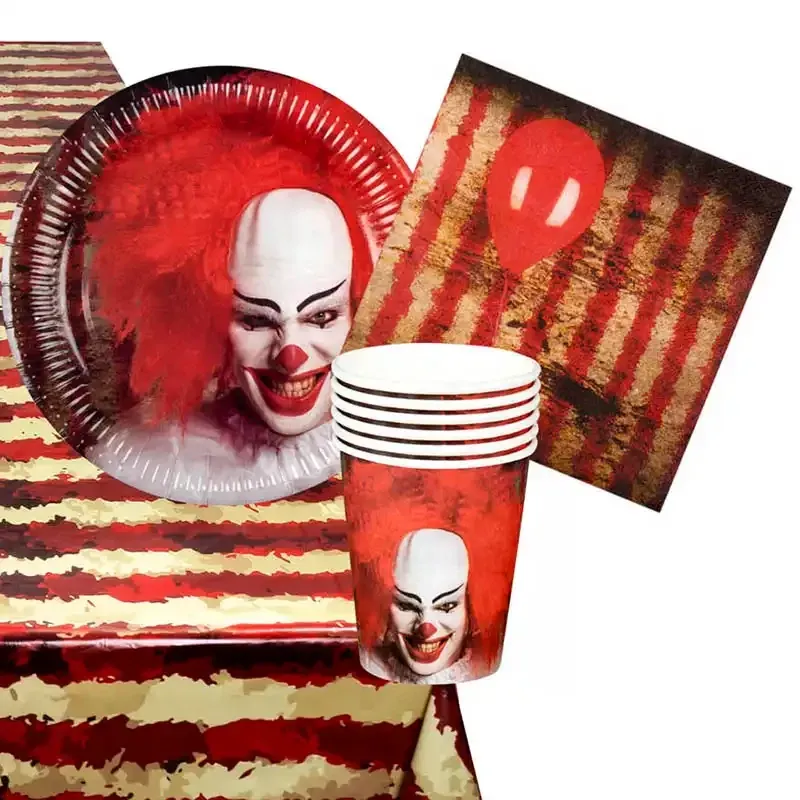 Køb Horror / Klovn service sæt til 6 pers. m dug hos Brondsholm.dk