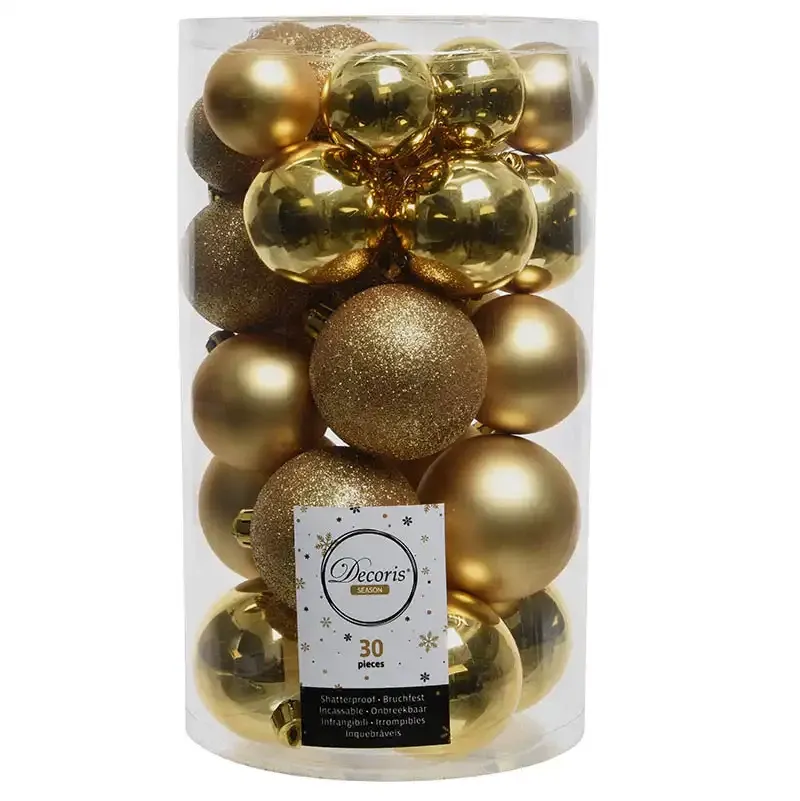 Køb Julekugler, Guld mix, 4-6cm, 30stk./pakke hos Brondsholm.dk