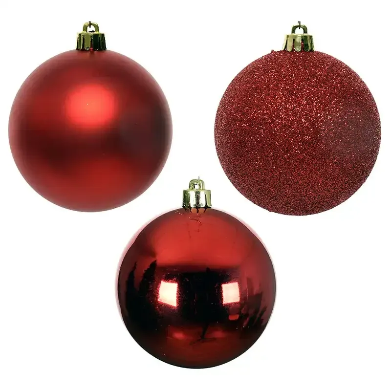 Køb Julekugler, Rød mix, 8cm, 34stk./pakke hos Brondsholm.dk