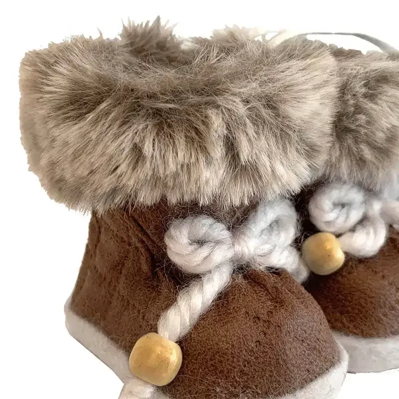 Køb Juletræsophæng, Støvler m plyskant, Lysbrun hos Brondsholm.dk