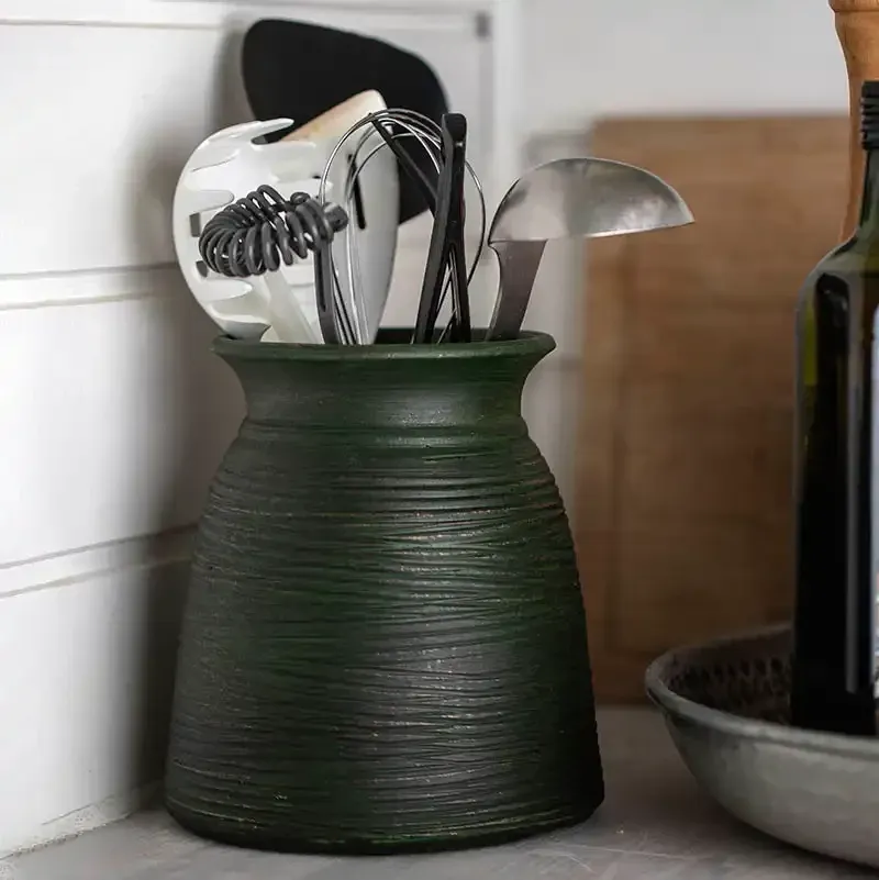 Køb Krukke / vase, Grøn Keramik 19 cm hos Brondsholm.dk