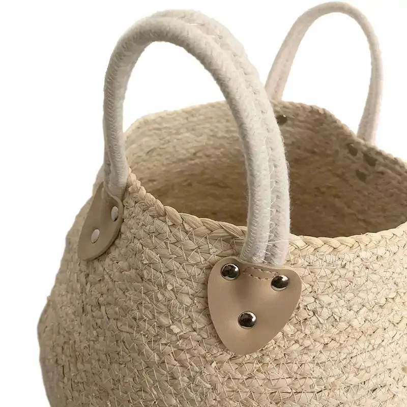 Køb Kurv i majsblads flet og bomuld, H33cm hos Brondsholm.dk