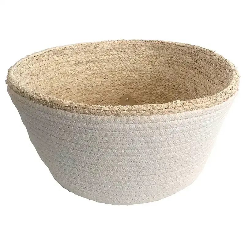 Køb Kurv i majsblads flet og bomuld, H38cm hos Brondsholm.dk
