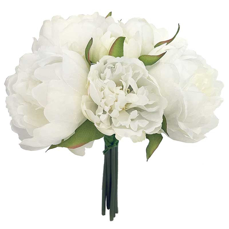Køb Pæon buket, hvid, 8 stk, 24cm, kunstig blomst