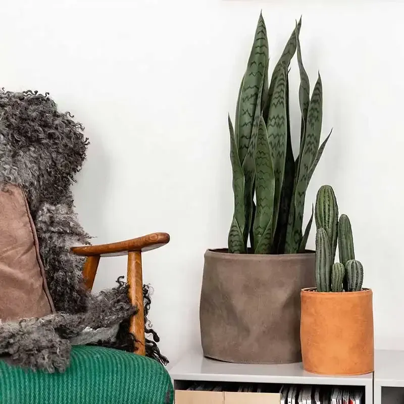 Køb Potteskjuler i læder, Ø15,5cm, cognac hos Brondsholm.dk