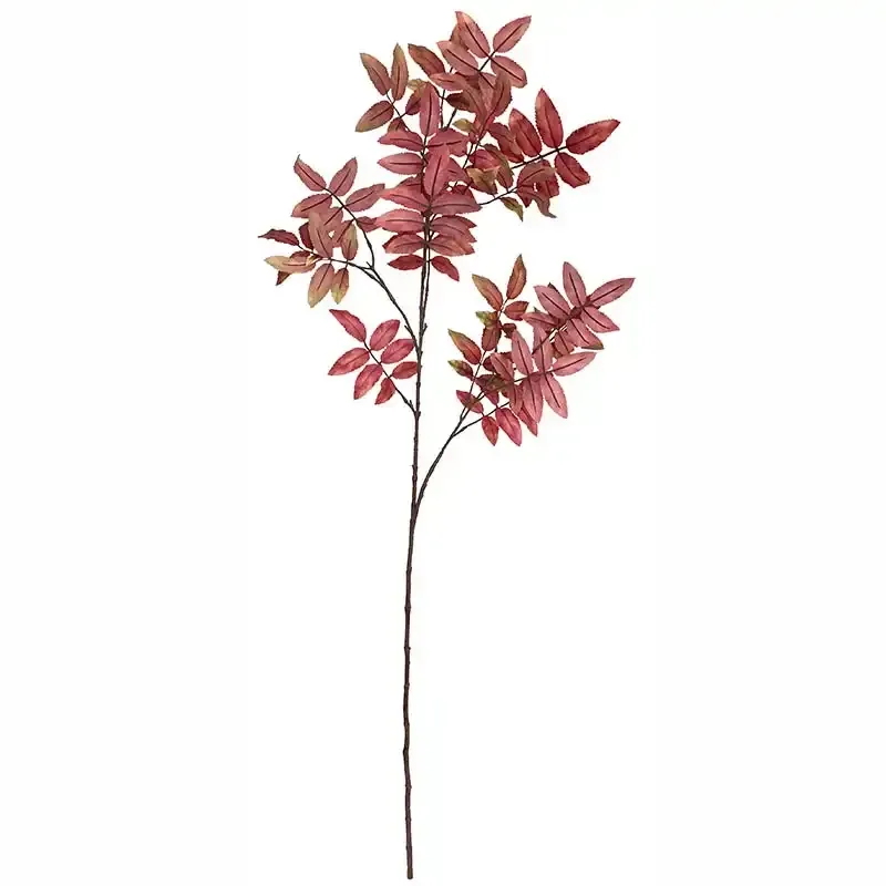 Køb Røn gren, rød-pink blade, H120cm, kunstig plante hos Brondsholm.dk