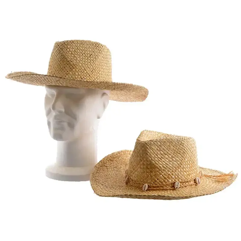 Køb Stråhat med snor eller muslingeskaller/ Sommerhat hos Brondsholm.dk