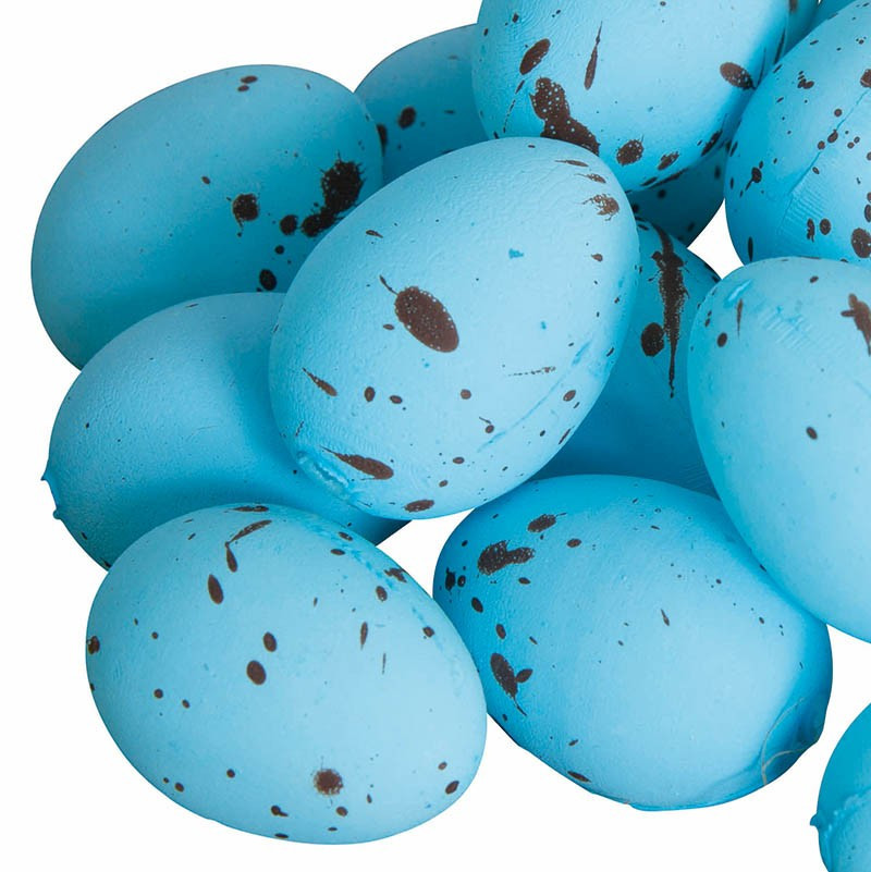Køb Vibeæg 3,5x2,5cm med prikker i 20stk./pose, Lyseblå hos Brondsholm.dk