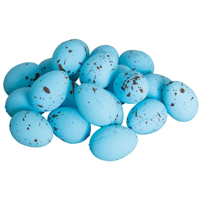 Køb Vibeæg 3,5x2,5cm med prikker i 20stk./pose, Lyseblå hos Brondsholm.dk