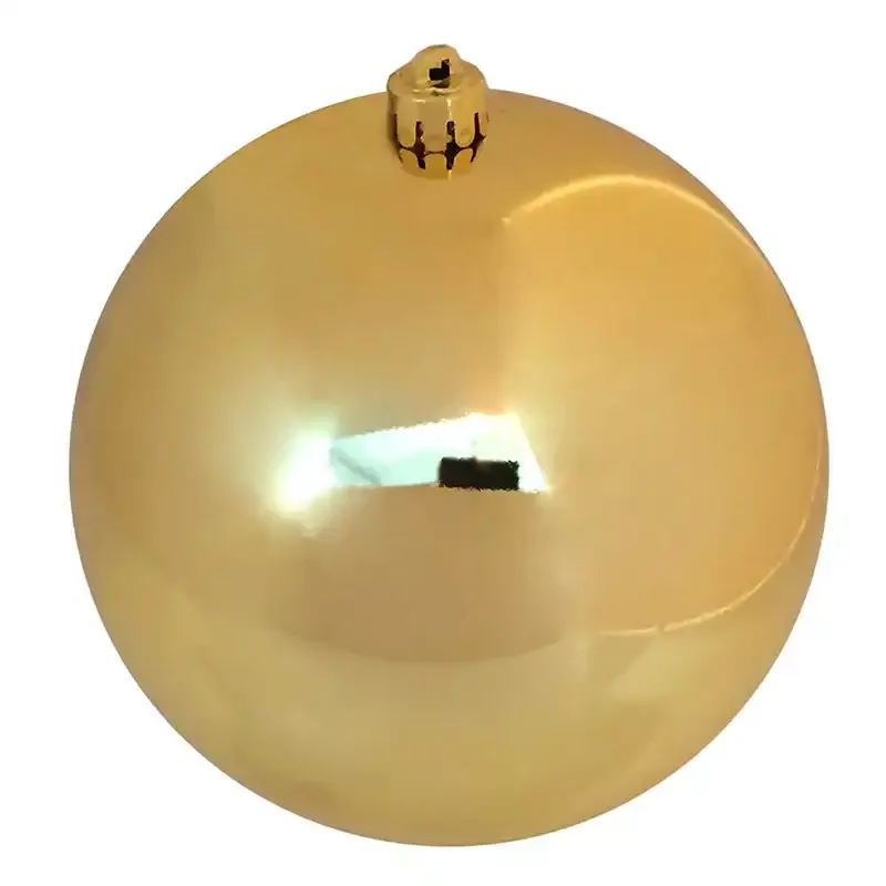 Køb blank guld plastik julekugle - Ø 14 cm