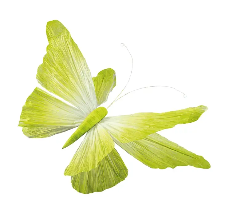 Kunstig sommerfugl i grøn af papir