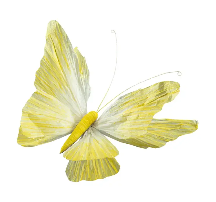 Kunstig sommerfugl i gul af papir