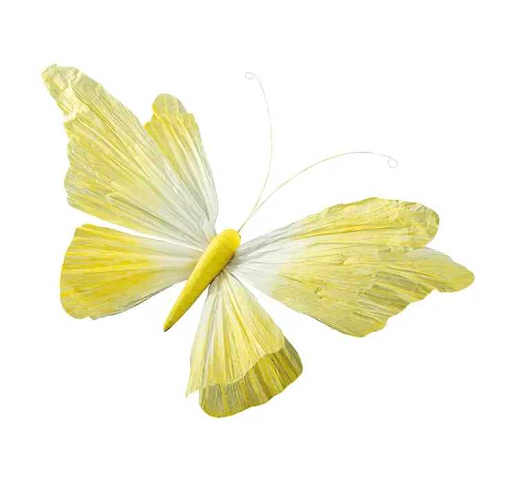 Kunstig sommerfugl i gul af papir